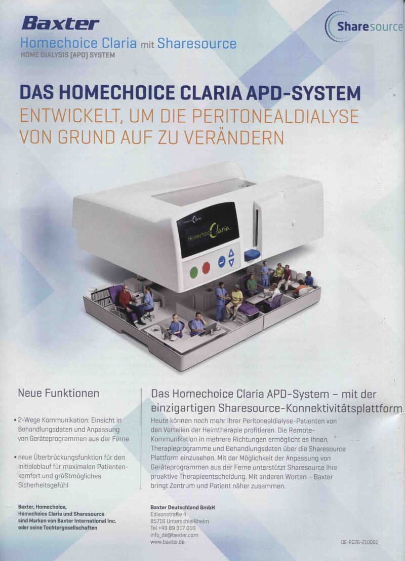 MedTec-Motiv April 21: Baxter für Homechoice Claria APD-System