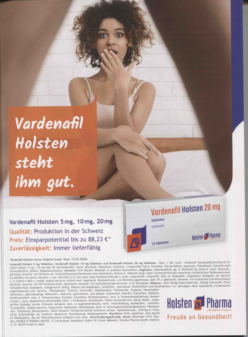 Rx-Motiv Februar 2020: Holsten Pharma für Vardenafil Holsten