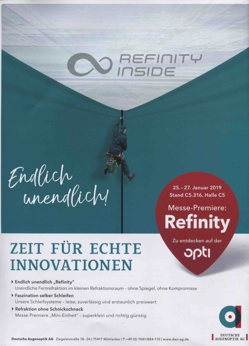 MedTec-Motiv Januar 2019: Printanzeige Refinity von Deutsche Augenoptik AG