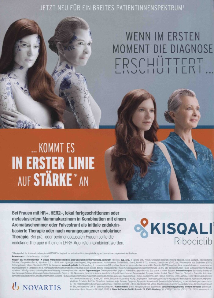 Werbeanzeige Novartis zum Thema Onkologie und Kisqali